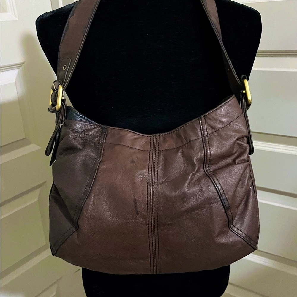 Relativity Brown Leather with Brass Accents Handbag